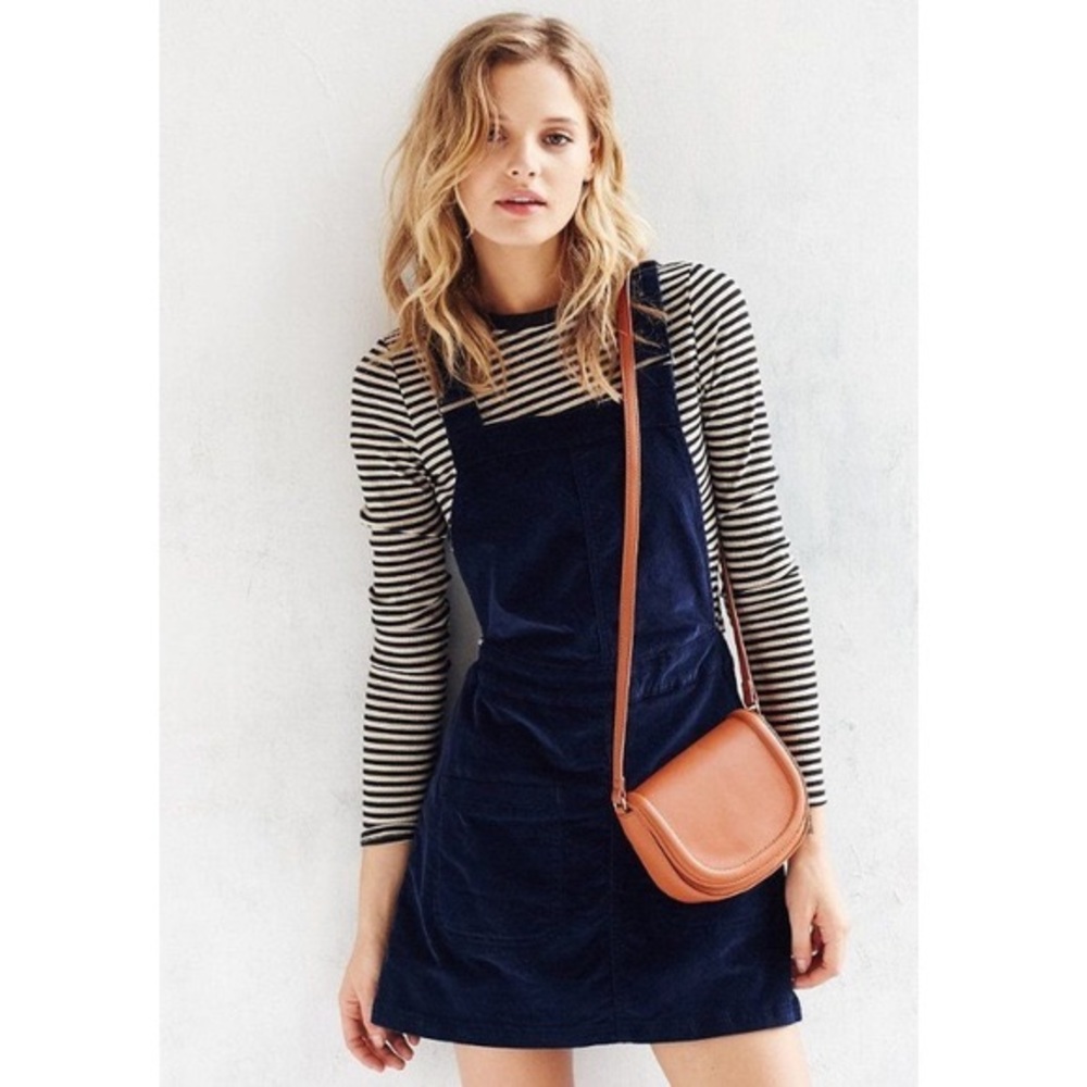 navy corduroy overall mini dress